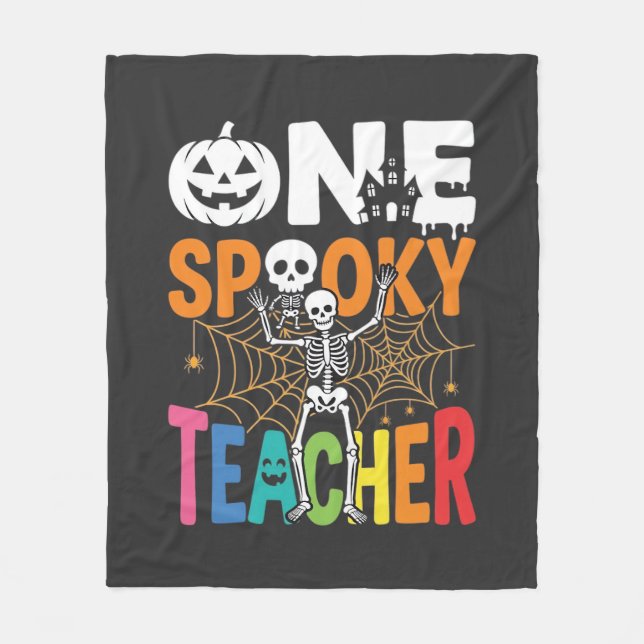 One Spooky Teacher Halloween Design_1 Fleece Blanket (Front)
