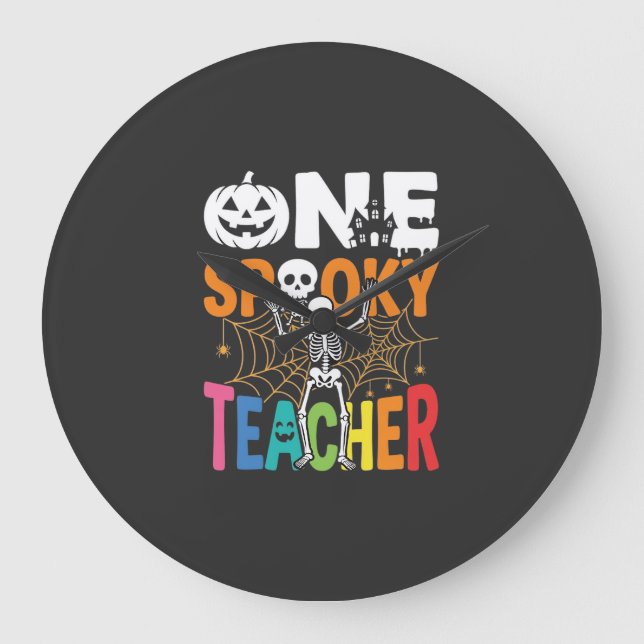 One Spooky Teacher Halloween Design_1 Large Clock (Front)