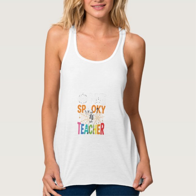 One Spooky Teacher Halloween Design_1 Singlet (Front)