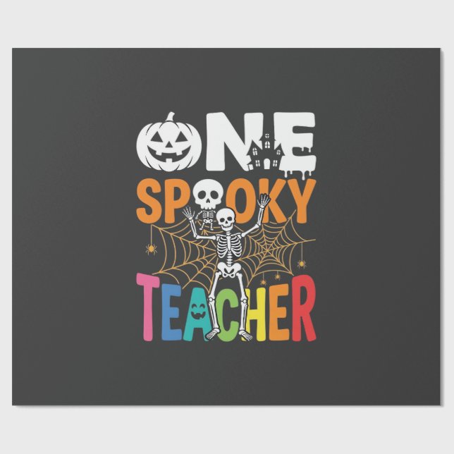 One Spooky Teacher Halloween Design_1 Wrapping Paper (Flat)