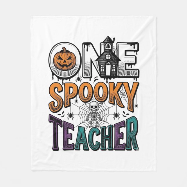 One Spooky Teacher Halloween Vector Design_1 Fleece Blanket (Front)