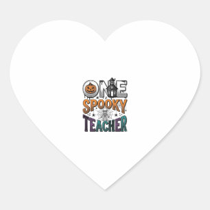 One Spooky Teacher Halloween Vector Design_1 Heart Sticker