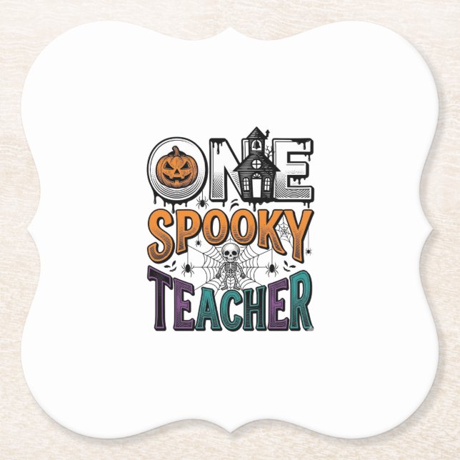 One Spooky Teacher Halloween Vector Design_1 Paper Coaster (Front)