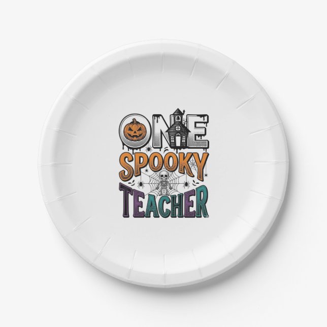 One Spooky Teacher Halloween Vector Design_1 Paper Plate (Front)