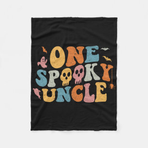 One Spooky Uncle Groovy Halloween Costume  Fleece Blanket