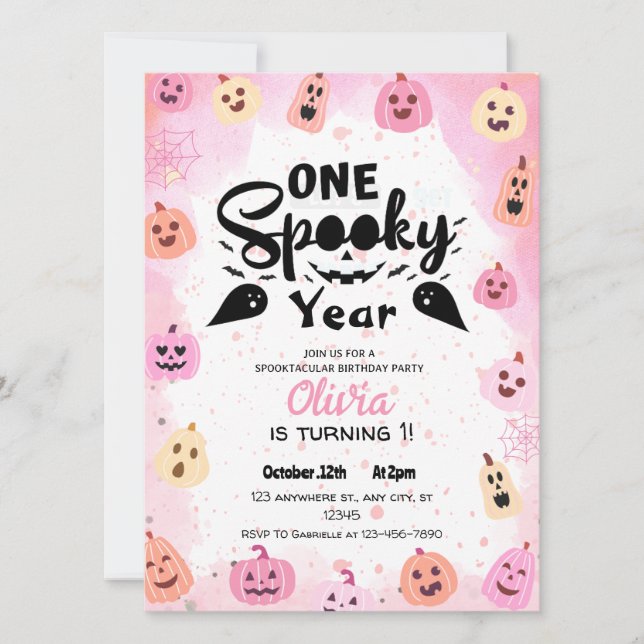 One Spooky Year Halloween Birthday Invitation (Front)