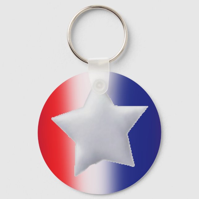 One star on red white blue background key ring (Front)