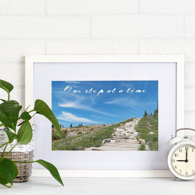 One Step at a Time Hiking Trail Steps Poster (In Situ Framed)