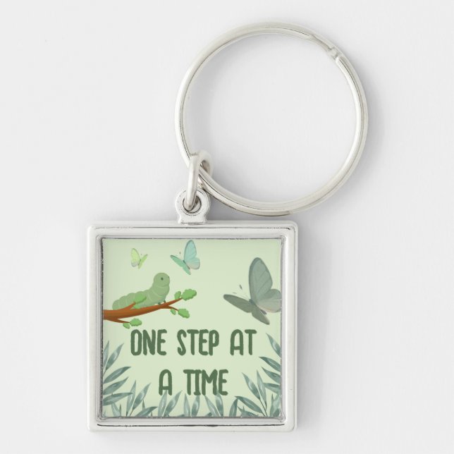 One Step at a Time Motivational  Key Ring (Front)