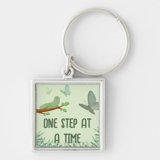 One step at a time motivational keychain (Front)