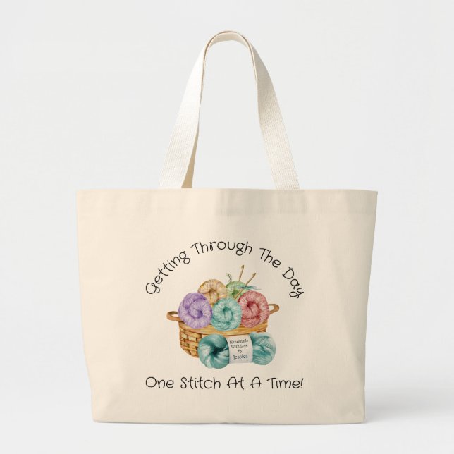 One Stitch At A Time Personalised Large Tote Bag (Front)