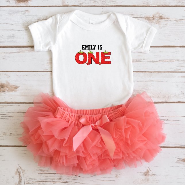 One Strawberry Baby 1st Birthday Strawberry Theme Baby Bodysuit (Creator Uploaded)