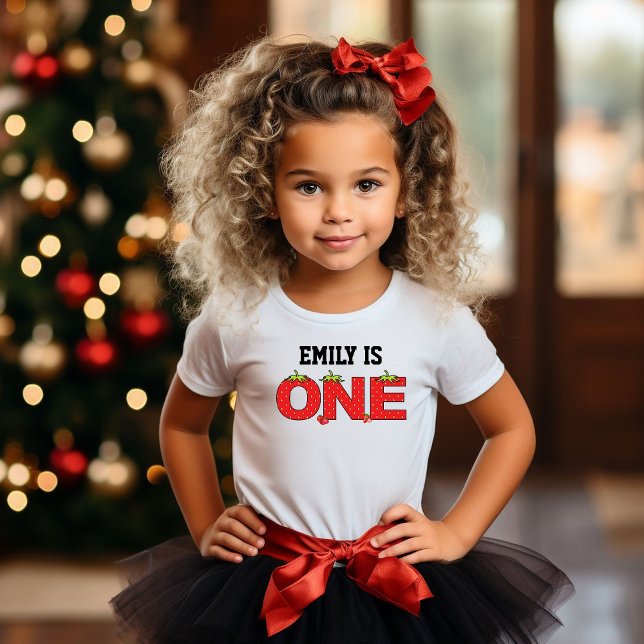 One Strawberry Baby 1st Birthday Strawberry Theme Baby T-Shirt (Creator Uploaded)