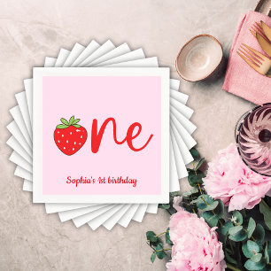 One Strawberry Birthday Napkin