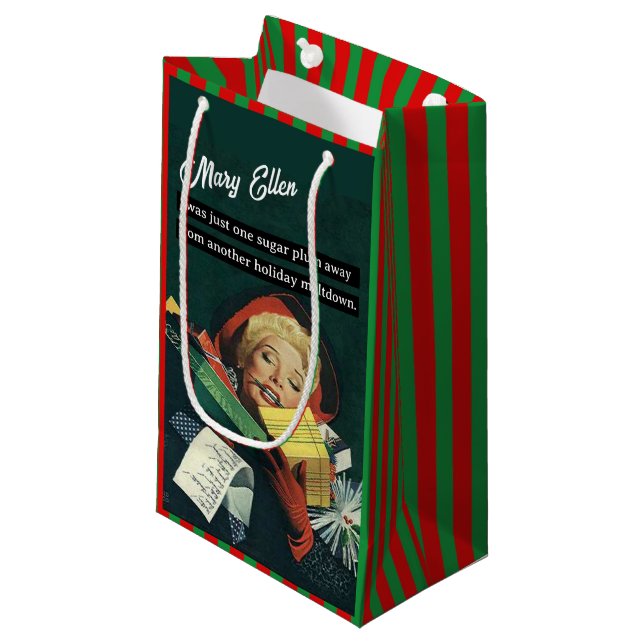 One Sugar Plum Away From Another Holiday Meltdown Small Gift Bag (Front Angled)