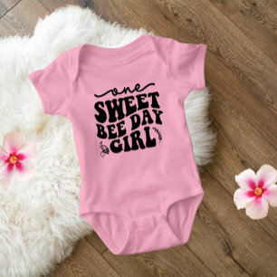 One Sweet Bee Day Girl - 1st Birthday Baby Bodysuit