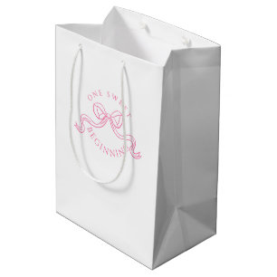 One Sweet Beginning Pink And White Wedding Favou Medium Gift Bag