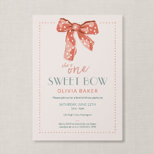 One Sweet Bow Pink Coquette First Birthday Invitation