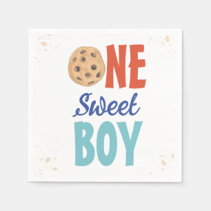 One Sweet Boy Chocolate Chip Cookie First Birthday Napkin