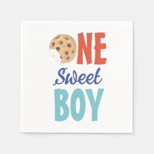 One Sweet Boy Cookie First Birthday Napkin