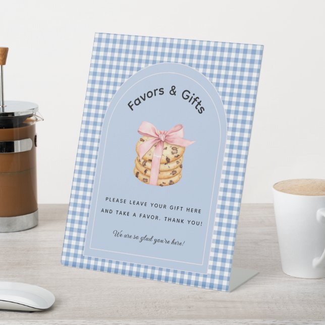 One Sweet Cookie Boy First Birthday Gifts Favours  Pedestal Sign (In SItu)