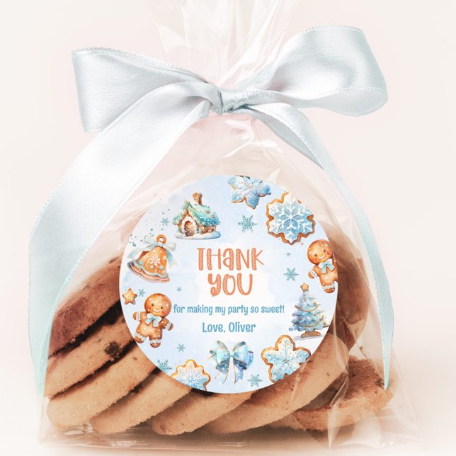 One sweet cookie Christmas 1st birthday thank you Classic Round Sticker (Creator Uploaded)