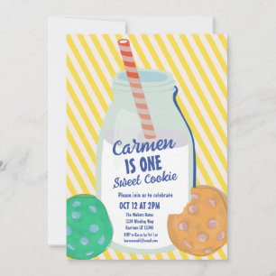 One Sweet Cookie Colourful First Birthday Invitation