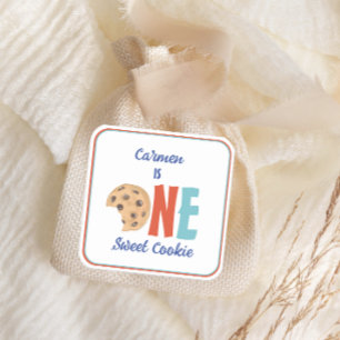 One Sweet Cookie Colourful First Birthday Square Sticker
