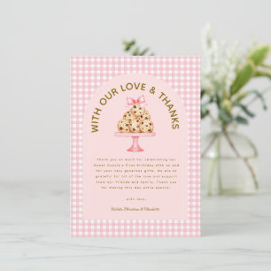 One Sweet Cookie Girl's First Birthday Thank You Card