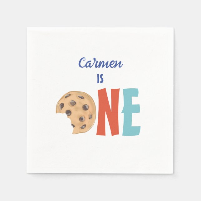One Sweet Cookie Minimalist First Birthday Napkin (Front)