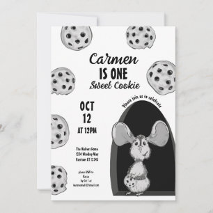 One Sweet Cookie Mouse First Birthday Invitation