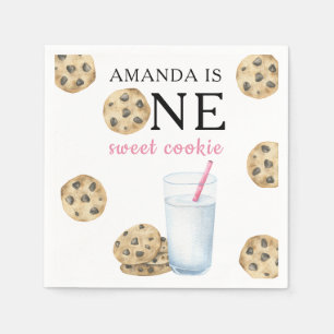 One Sweet Cookies & Milk Girl First Birthday Napkin