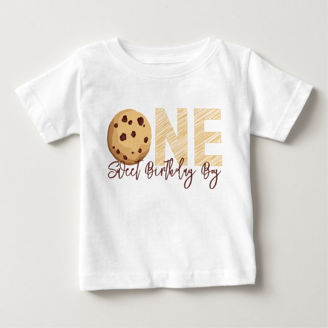 "One Sweet" First Birthday Boy T-Shirt | Milk and  (Front)