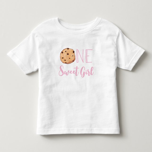 One Sweet Girl Pink Cookie Birthday Toddler T-Shirt (Front)