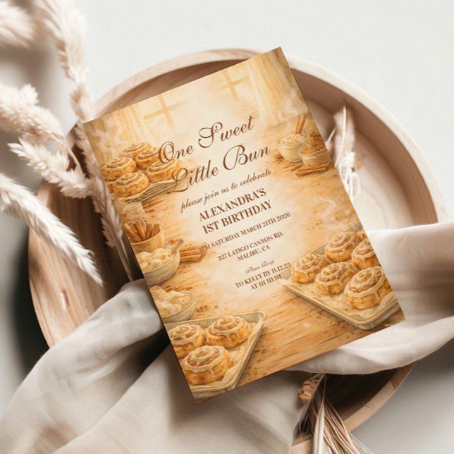 One Sweet Little Bun First Birthday Invitation (Creator Uploaded)