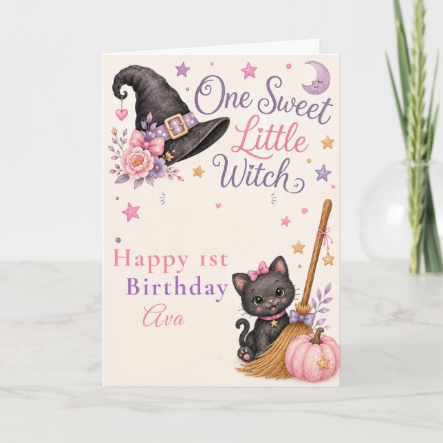 One Sweet Little Witch Birthday Card (Front)