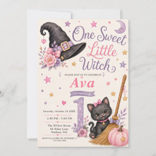 One Sweet Little Witch Birthday Invitation