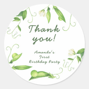 One Sweet Pea First Birthday Classic Round Sticker