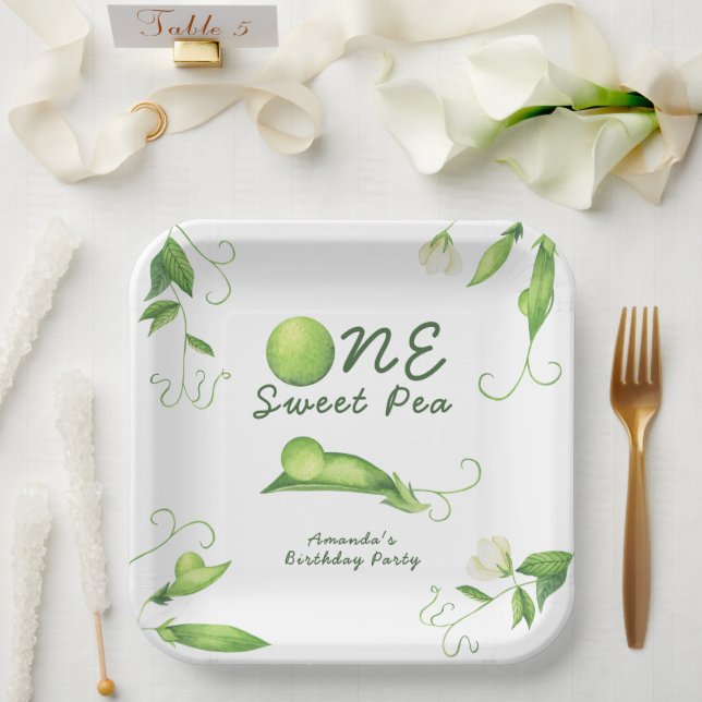 One Sweet Pea First Birthday Paper Plate (Wedding)