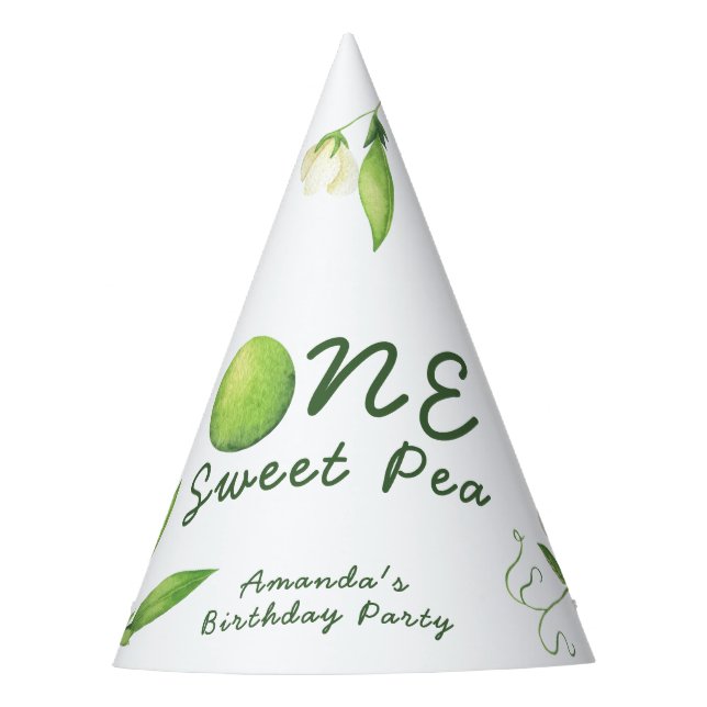 One Sweet Pea First Birthday Party Hat (Front)