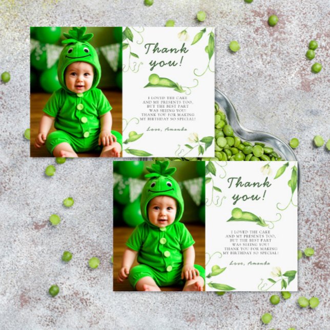 One Sweet Pea First Birthday Thank You Card (Creator Uploaded)