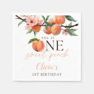 One Sweet Peach 1st Birthday  Napkin
