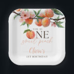 One Sweet Peach 1st Birthday  Paper Plate<br><div class="desc">These charming first birthday party paper plates feature a peaches and blossom watercolor,  along with elegant script typography. Designed by Thisisnotme©</div>