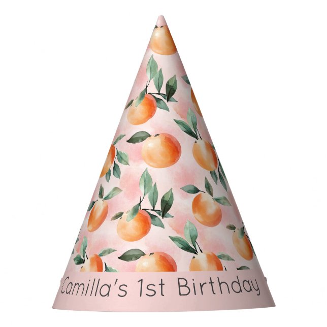One Sweet Peach 1st Birthday  Party Hat (Front)