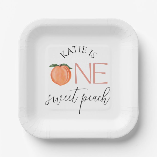 One Sweet Peach 1st Birthday Plates (Front)