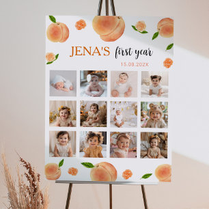 One Sweet Peach Birthday 12 Photo Milestone Poster