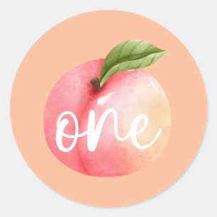 One Sweet Peach Birthday Classic Round Sticker