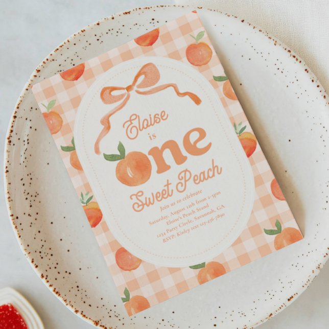 One Sweet Peach Birthday Invitation (Creator Uploaded)