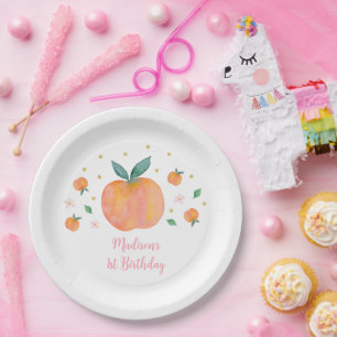 One Sweet Peach Birthday Paper Plate