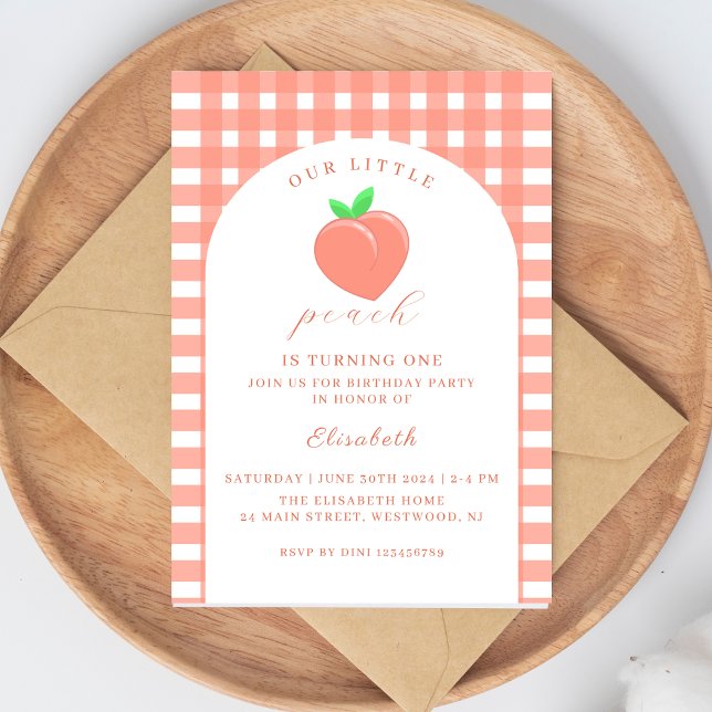 One Sweet Peach First Birthday  Invitation (Creator Uploaded)